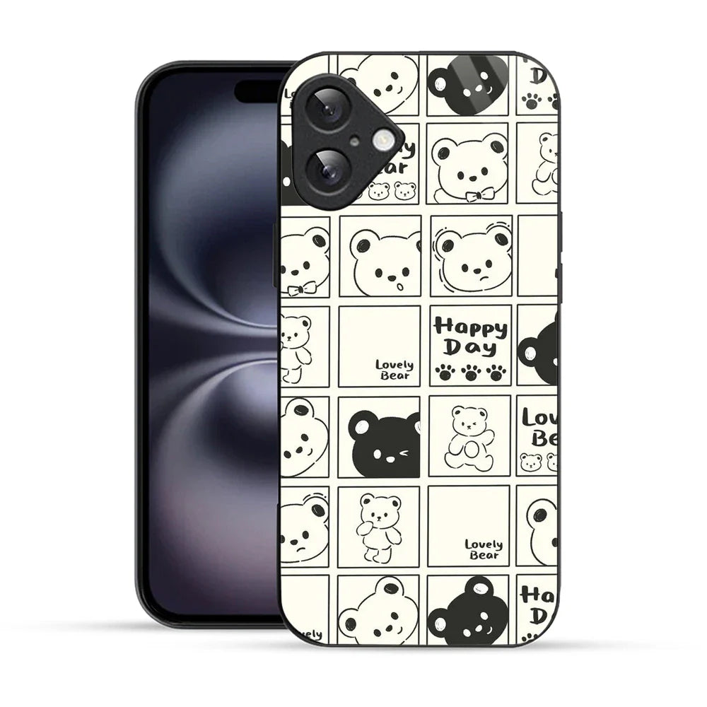 Bornstud Bear Grid Printed Case for iPhone 16
