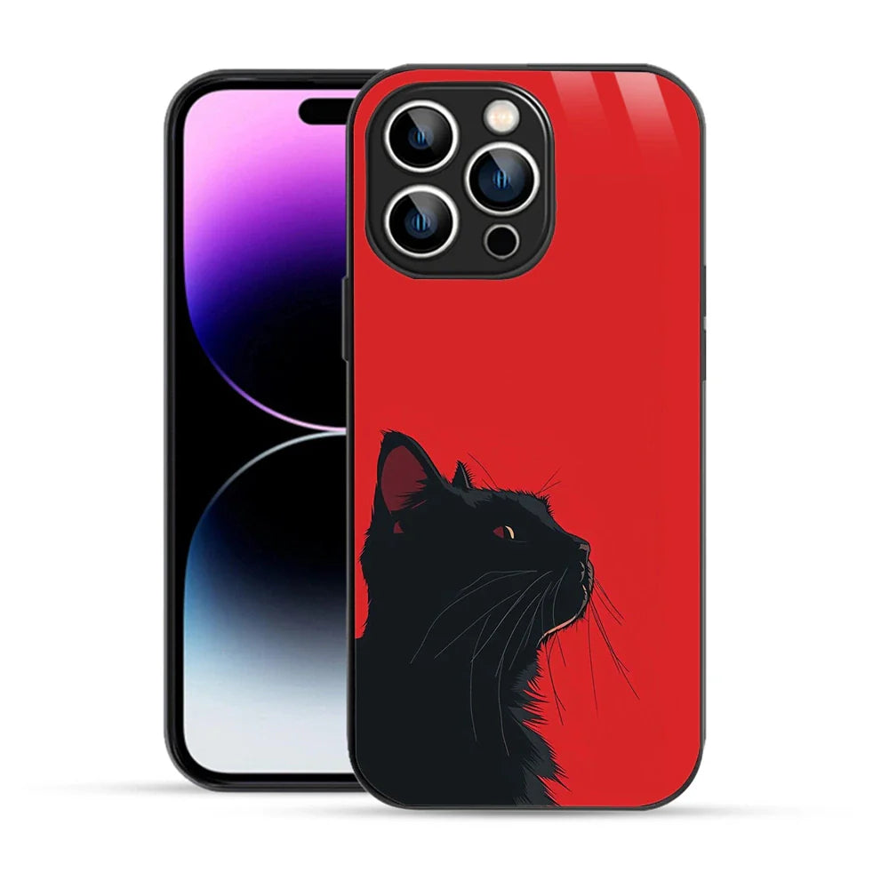 Bornstud Red Black Cat Printed Case for iPhone 14 Pro Max