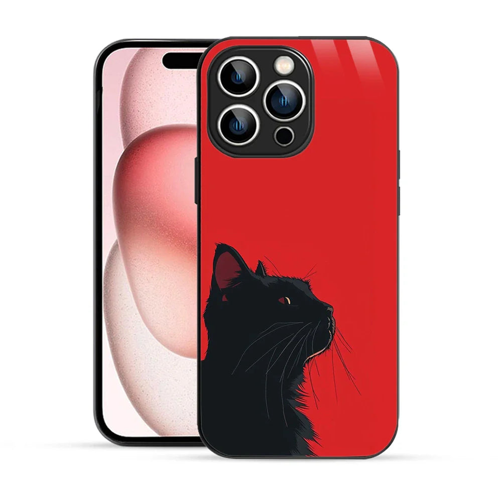 Bornstud Red Black Cat Printed Case for iPhone 15 Pro Max