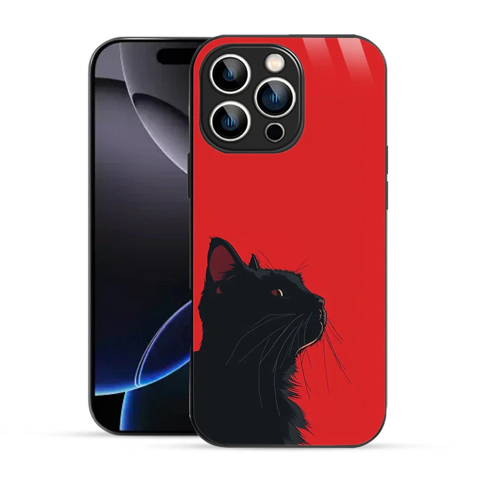 Bornstud Red Black Cat Printed Case for iPhone 16 Pro