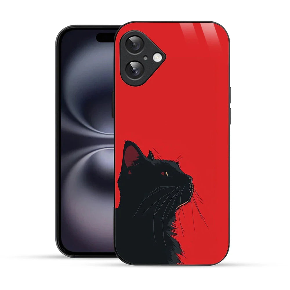 Bornstud Red Black Cat Printed Case for iPhone 16