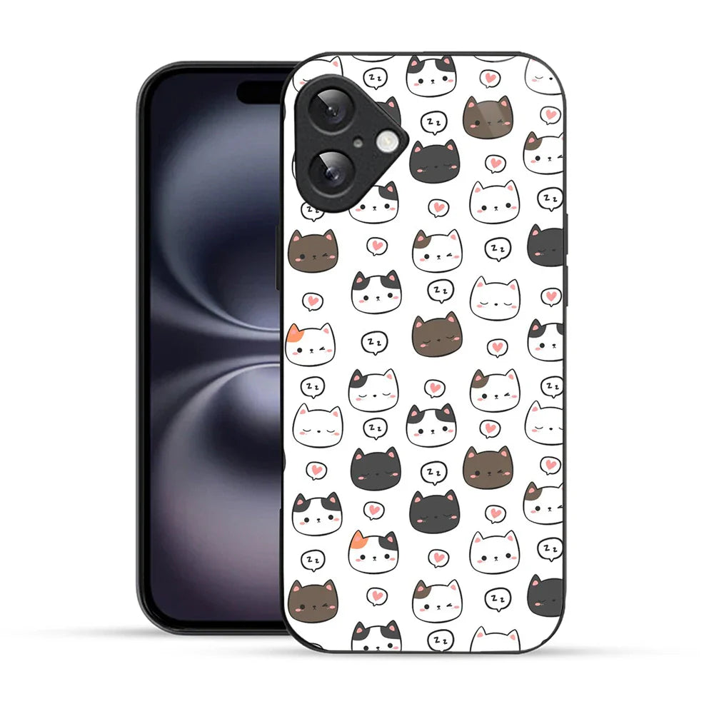 Bornstud Blushy Love Cat Printed Case for iPhone 16 Plus