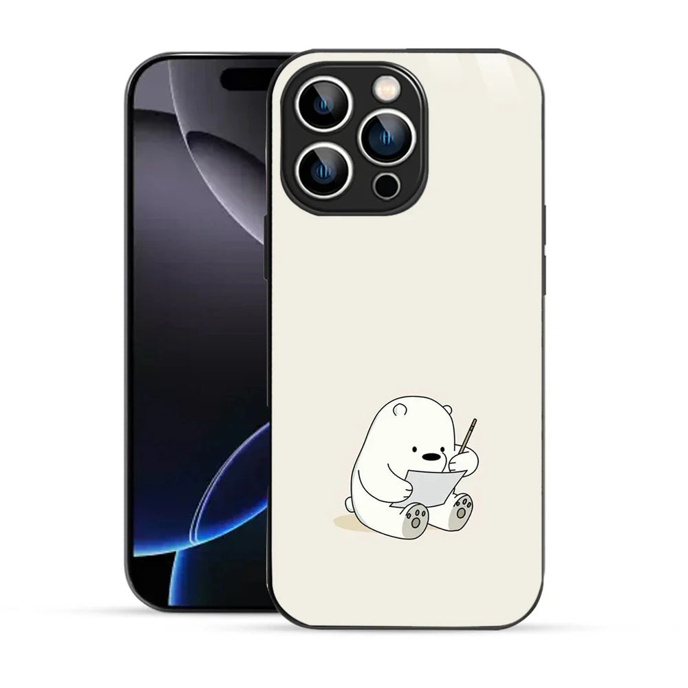 Bornstud Cute Bear Doodle Printed Case for iPhone 16 Pro Max