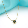 Midnight Black Enamel Puffy Heart Snake Chain Necklace
