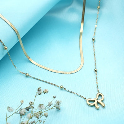 Dual-Layer Bow Pendant Necklace