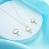 Ivory Petal Pearl Pendant Necklace & Earrings Set