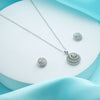 Celestial Swirl Pendant Necklace & Stud Earrings Set (Silver Finish)