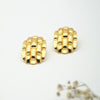 Contemporary Gold Link Stud Earrings