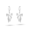 Pearl Bow Dangle Earrings | Crystal Studded Silver Earrings for Women