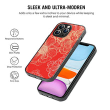 Bornstud Bold Floral Printed Case for iPhone 13 Pro Max Red & Golden