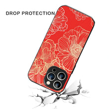 Bornstud Bold Floral Printed Case for iPhone 14 Pro Max Red & Golden