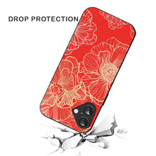 Bornstud Bold Floral Printed Case for iPhone 16 Red & Golden