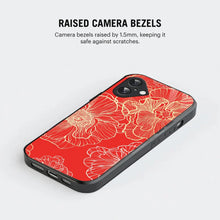 Bornstud Bold Floral Printed Case for iPhone 16 Red & Golden