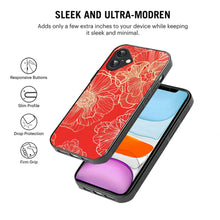 Bornstud Bold Floral Printed Case for iPhone 16 Red & Golden