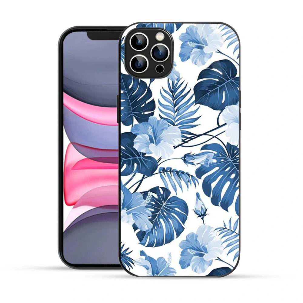 Bornstud Tropical Hibiscus Printed Case for iPhone 12 Pro Blue