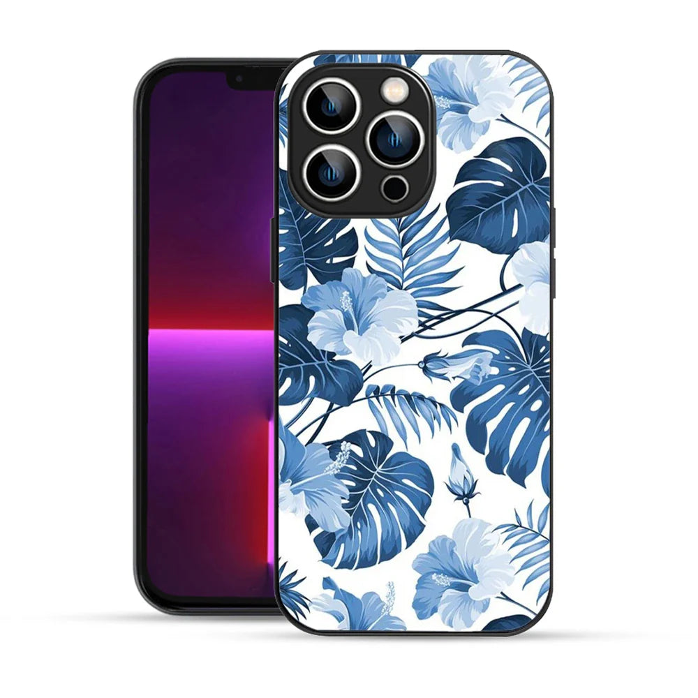 Bornstud Tropical Hibiscus Printed Case for iPhone 13 Pro Max Blue