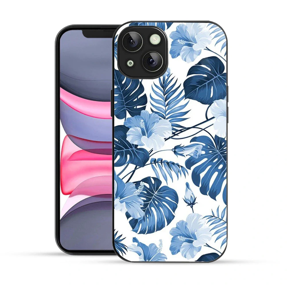 Bornstud Tropical Hibiscus Printed Case for iPhone 14 Blue