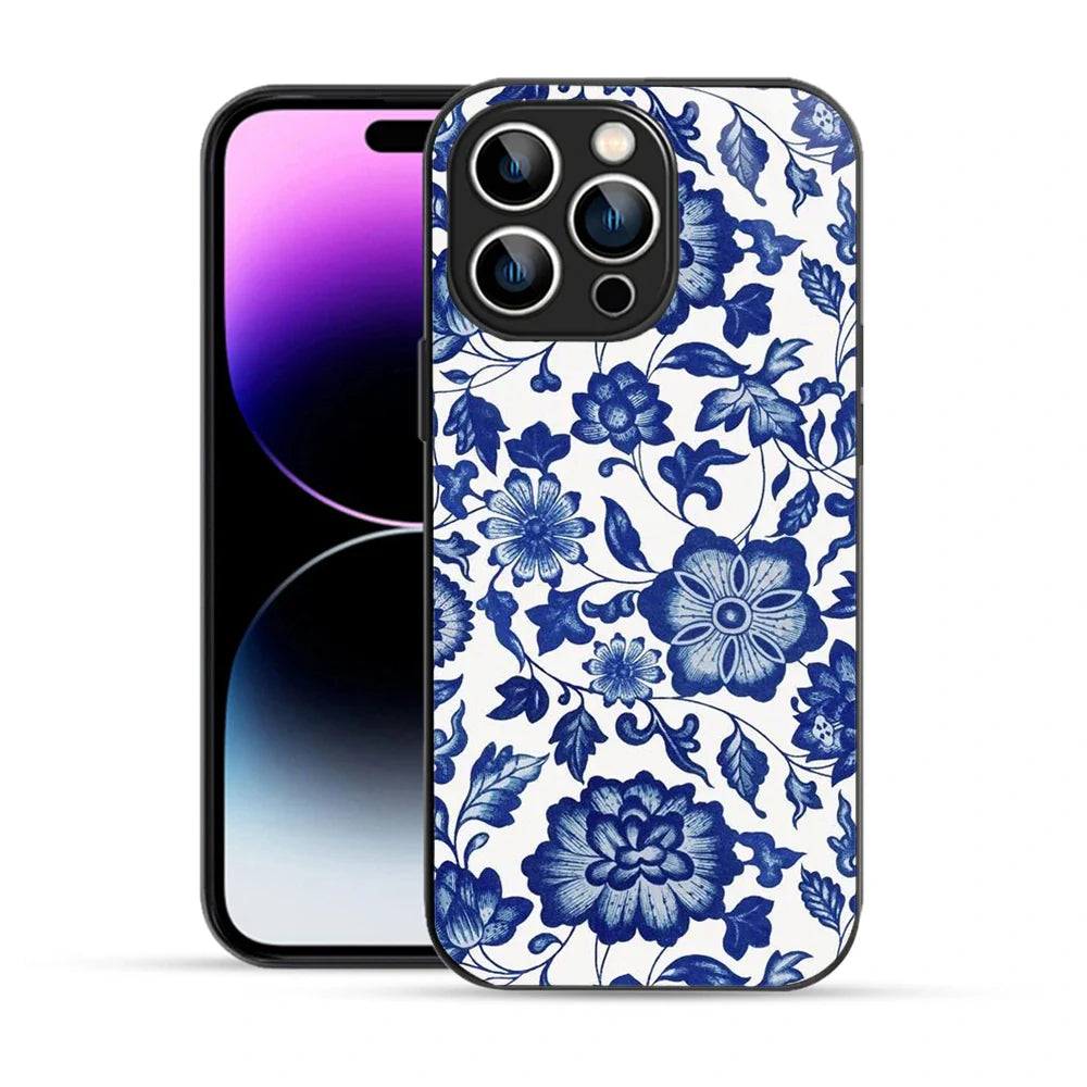 Bornstud  Vintage Floral Blue Printed Case for iPhone 14 Pro Max