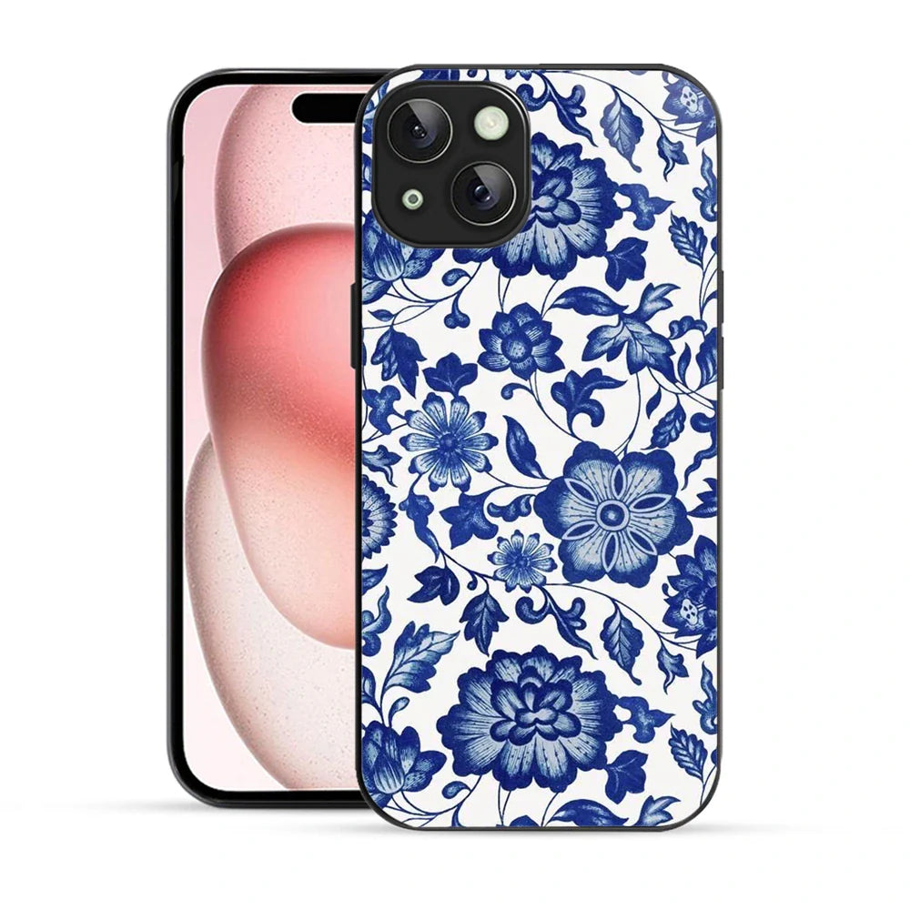 Bornstud  Vintage Floral Blue Printed Case for iPhone 15