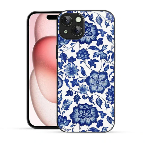 Bornstud  Vintage Floral Blue Printed Case for iPhone 15