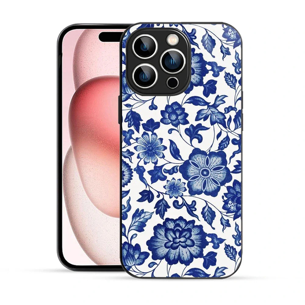 Bornstud  Vintage Floral Blue Printed Case for iPhone 15 Pro
