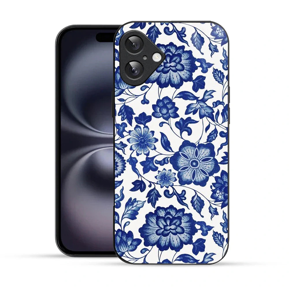 Bornstud  Vintage Floral Blue Printed Case for iPhone 16 Plus