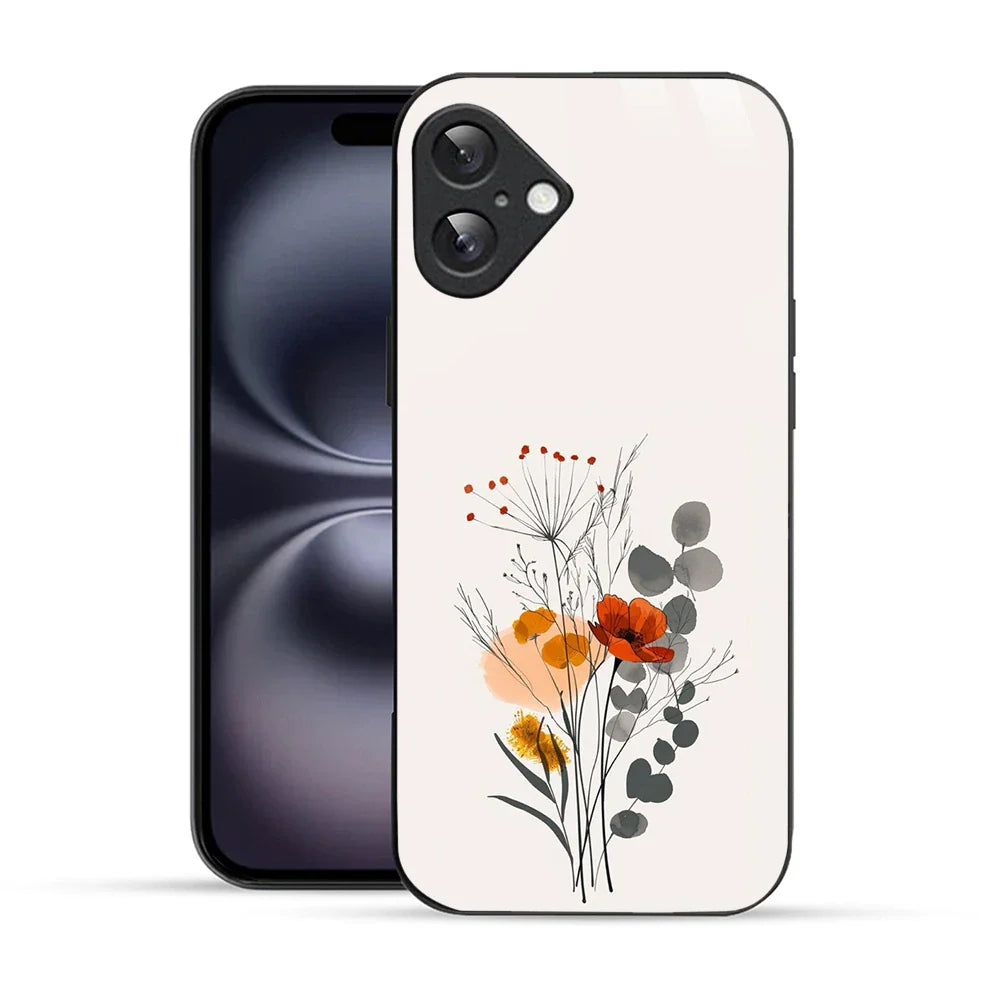 Bornstud Minimal Floral Printed Case for iPhone 16 Plus