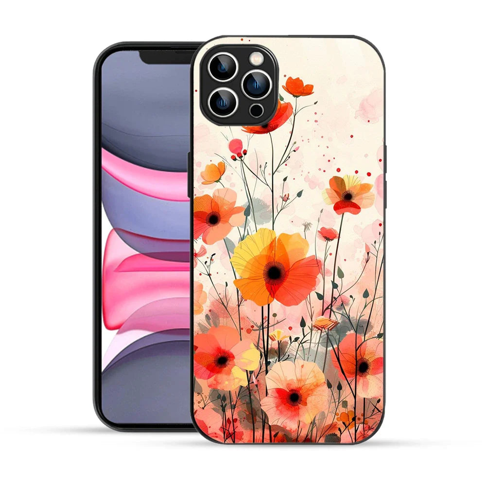 Bornstud Blooming Poppy Floral Printed Case for iPhone 12 Pro orange