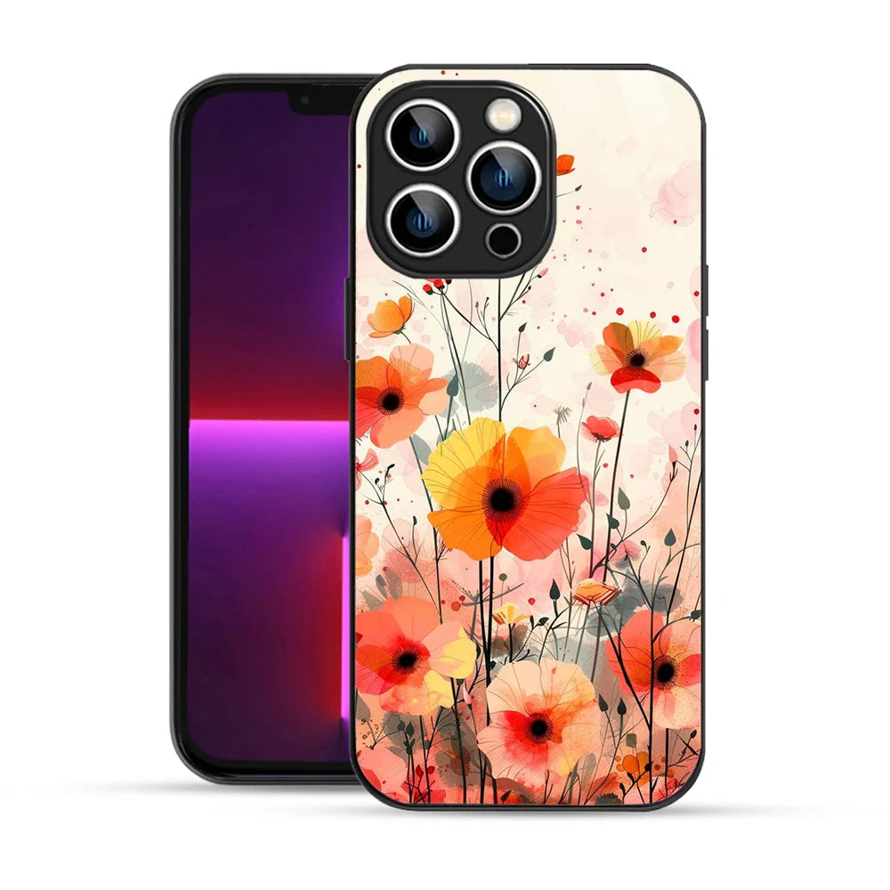 Bornstud Blooming Poppy Floral Printed Case for iPhone 13 Pro orange