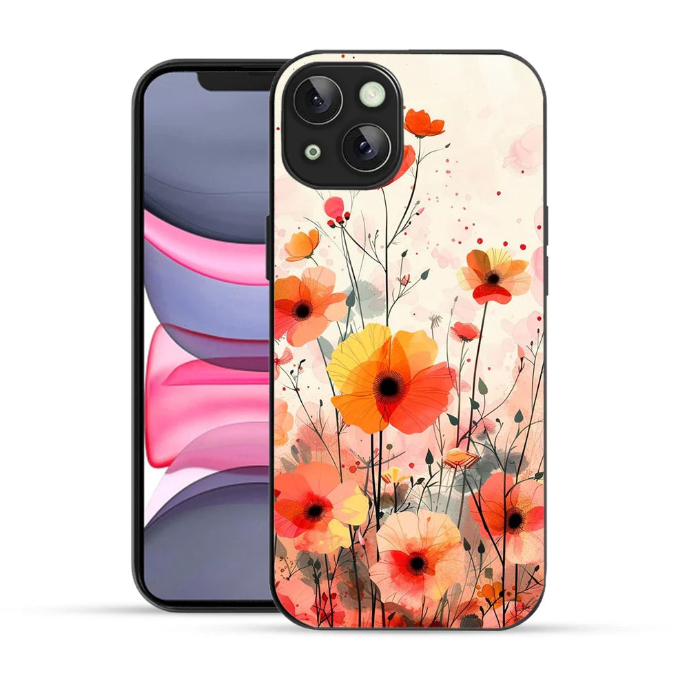 Bornstud Blooming Poppy Floral Printed Case for iPhone 14 orange