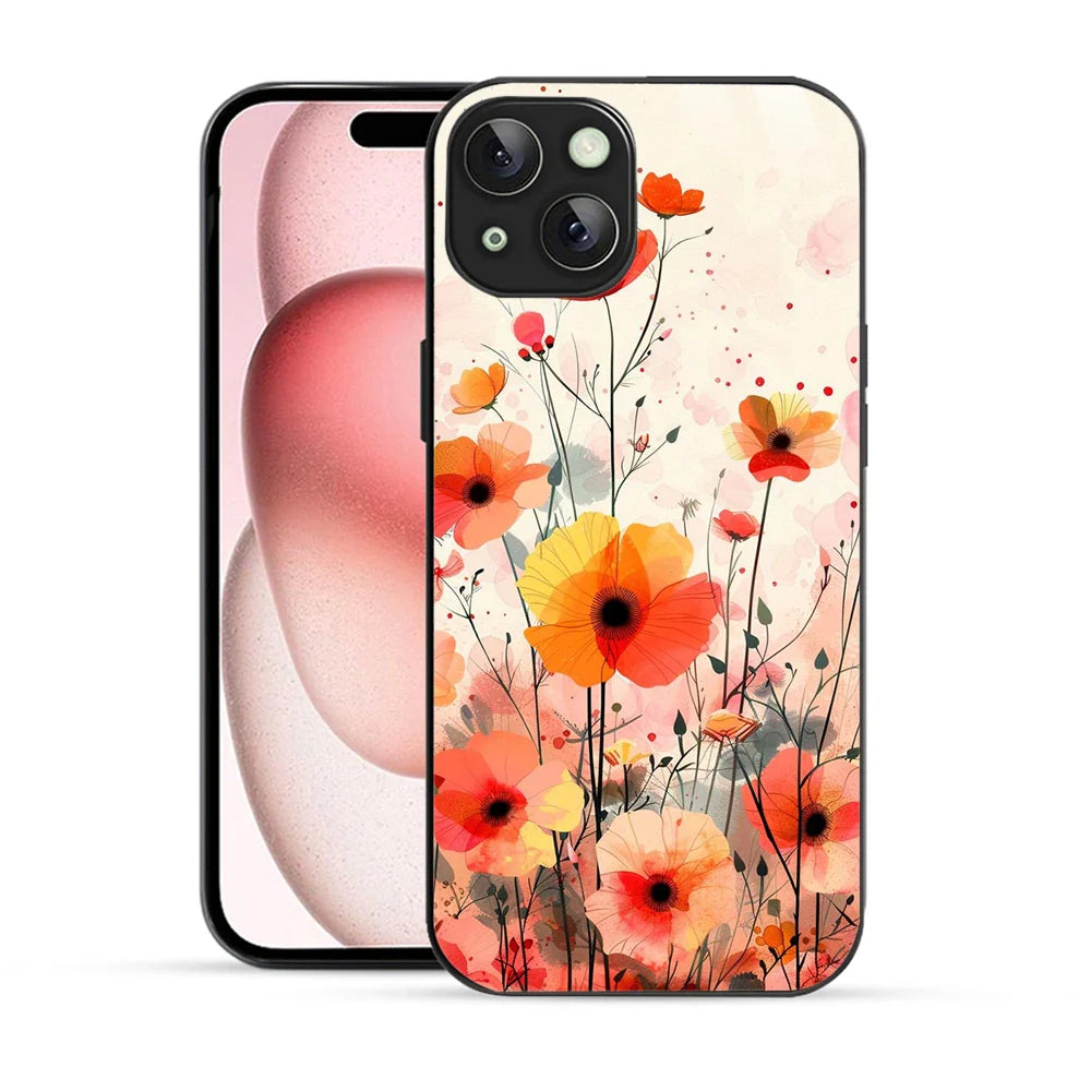 Bornstud Blooming Poppy Floral Printed Case for iPhone 15 orange