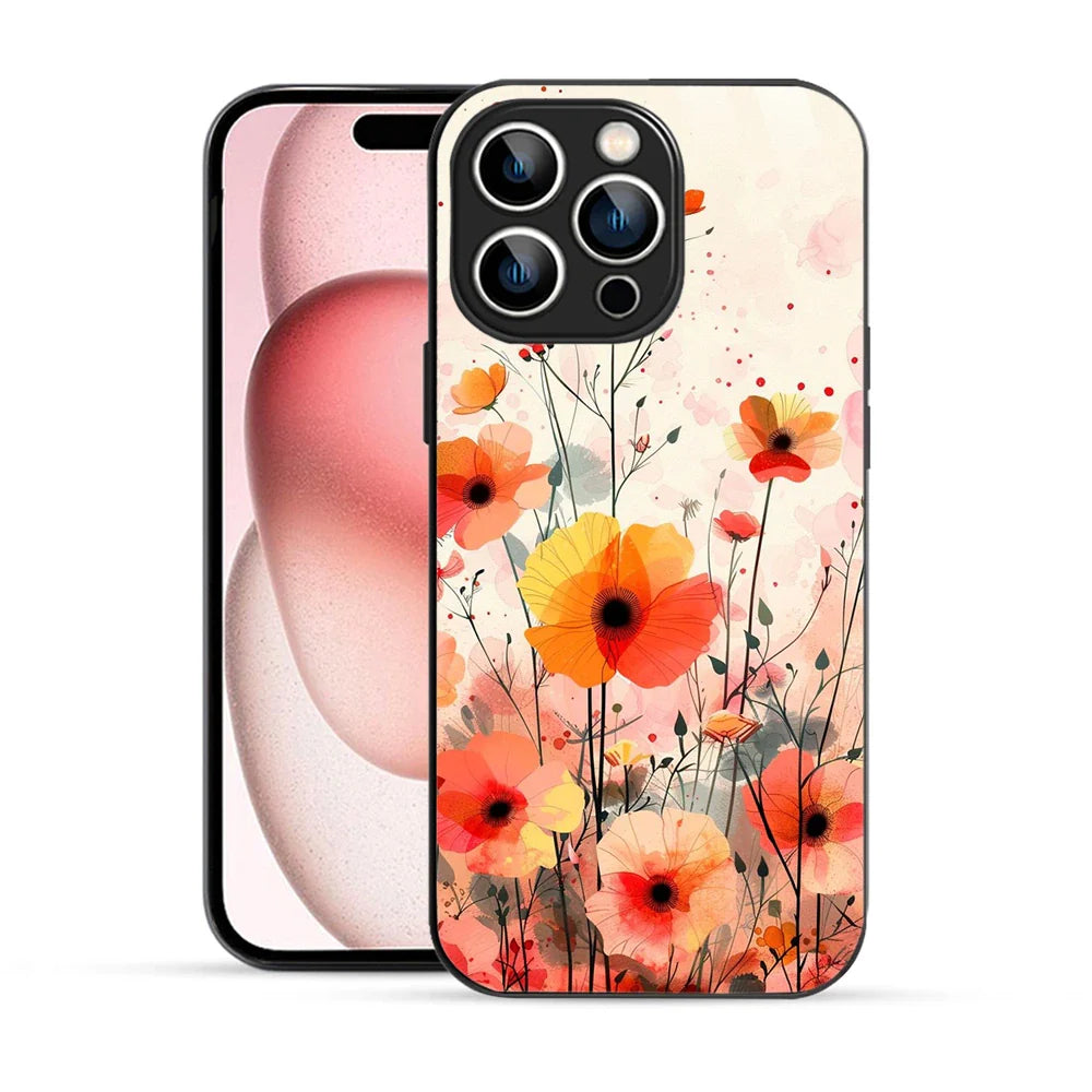 Bornstud Blooming Poppy Floral Printed Case for iPhone 15 Pro orange