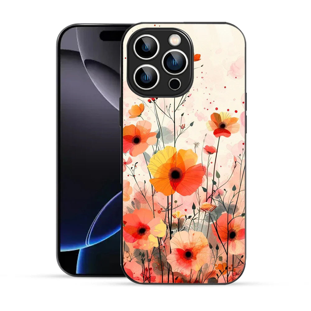 Bornstud Blooming Poppy Floral Printed Case for iPhone 16 Pro Max orange