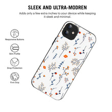 Bornstud Autumn Floral Sketch Printed Case for iPhone 12 Blue & Orange