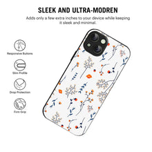 Bornstud Autumn Floral Sketch Printed Case for iPhone 13 Blue & Orange
