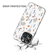 Bornstud Autumn Floral Sketch Printed Case for iPhone 15 Pro Max Blue & Orange
