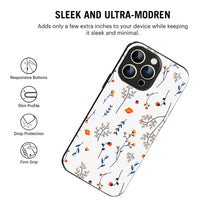 Bornstud Autumn Floral Sketch Printed Case for iPhone 15 Pro Max Blue & Orange