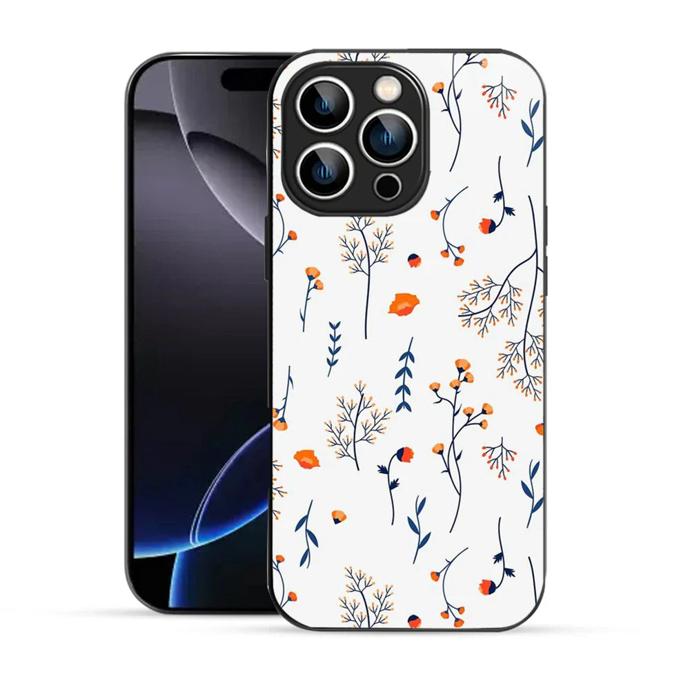 Bornstud Autumn Floral Sketch Printed Case Blue & Orange