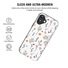 Bornstud Autumn Floral Sketch Printed Case for iPhone 16 Plus Blue & Orange
