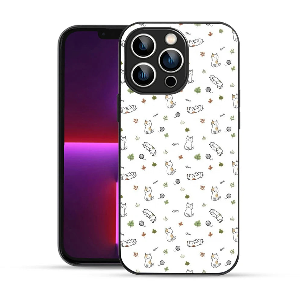 Bornstud Playful Cats Printed Case for iPhone 13 Pro Max Brown & Green