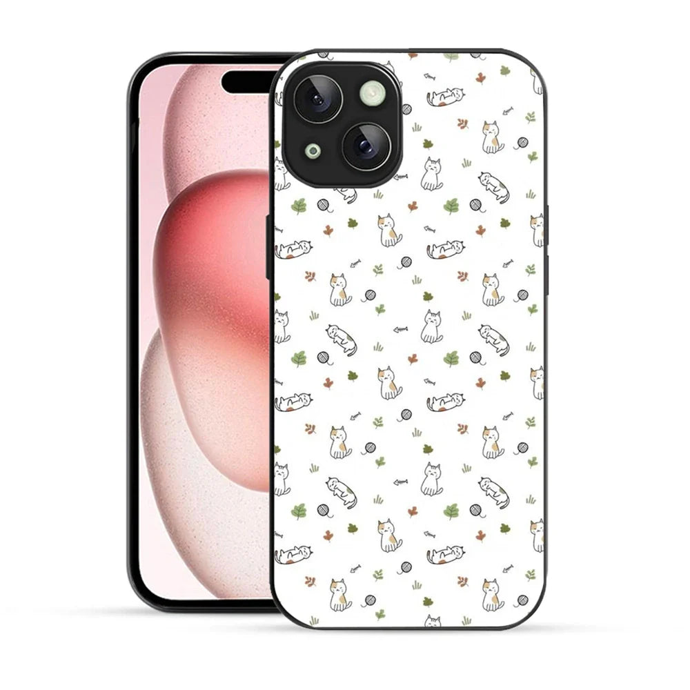 Bornstud Playful Cats Printed Case for iPhone 15 Brown & Green