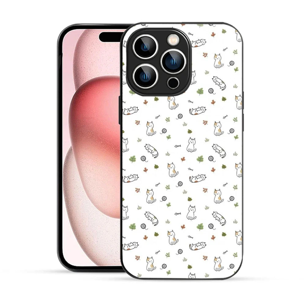 Bornstud Playful Cats Printed Case for iPhone 15 Pro Max Brown & Green