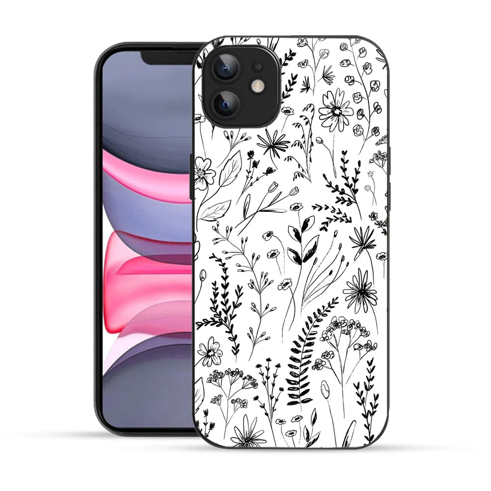 Bornstud Monochrome FloralPrinted Case for iPhone 11