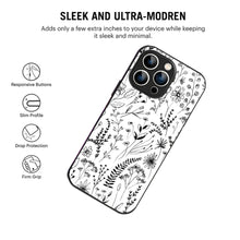Bornstud Monochrome FloralPrinted Case for iPhone 13 Pro