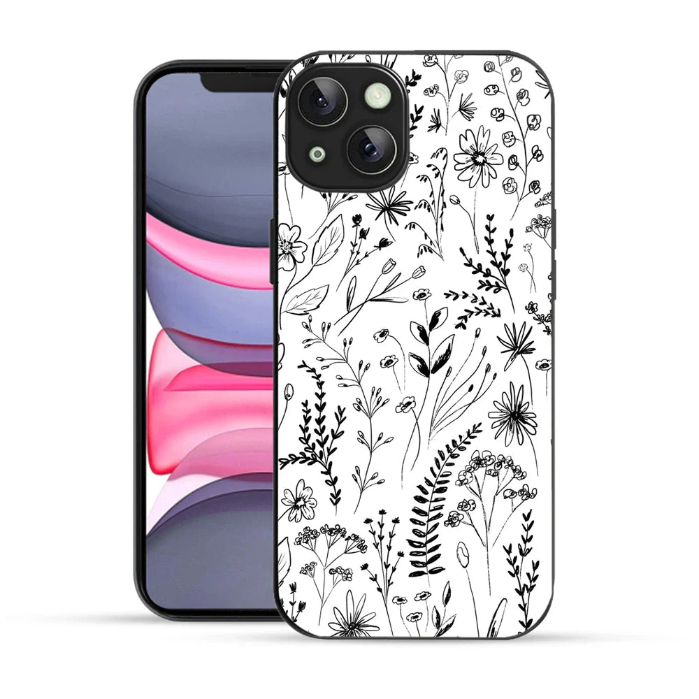 Bornstud Monochrome FloralPrinted Case for iPhone 14
