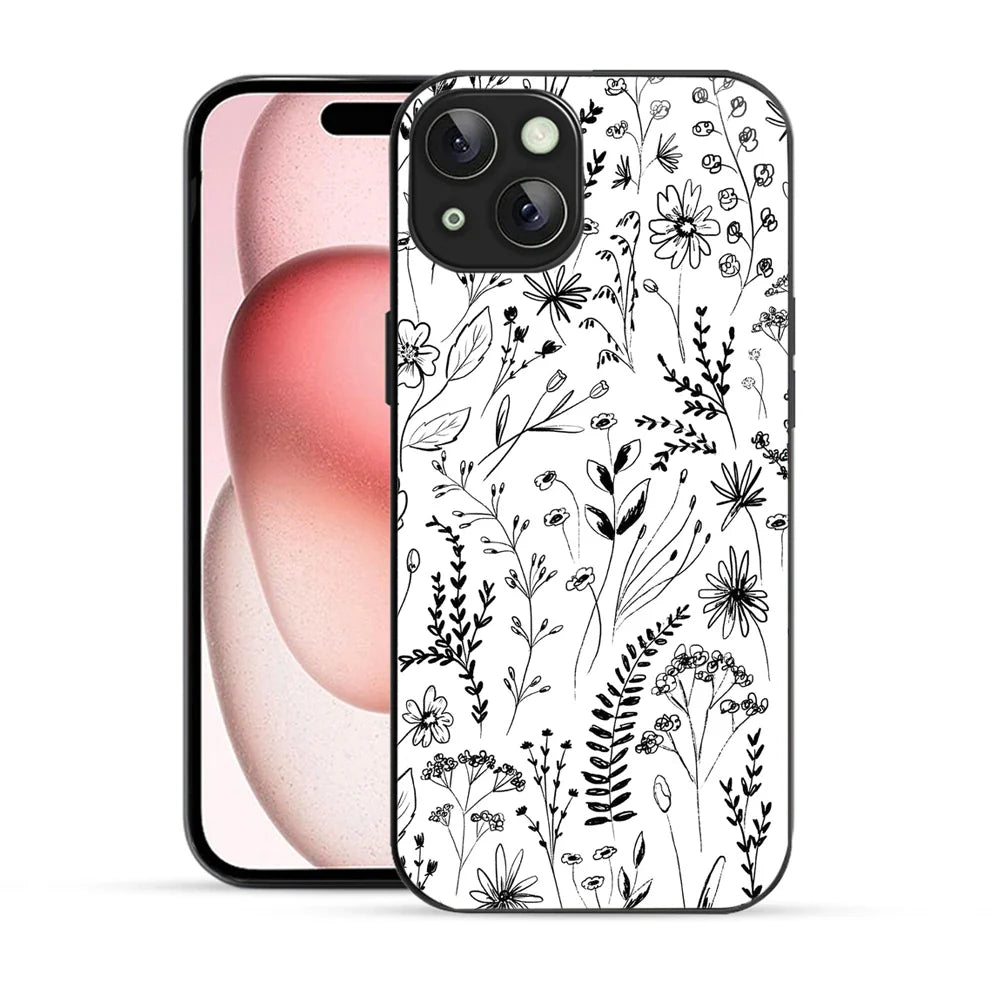 Bornstud Monochrome FloralPrinted Case for iPhone 15 Plus