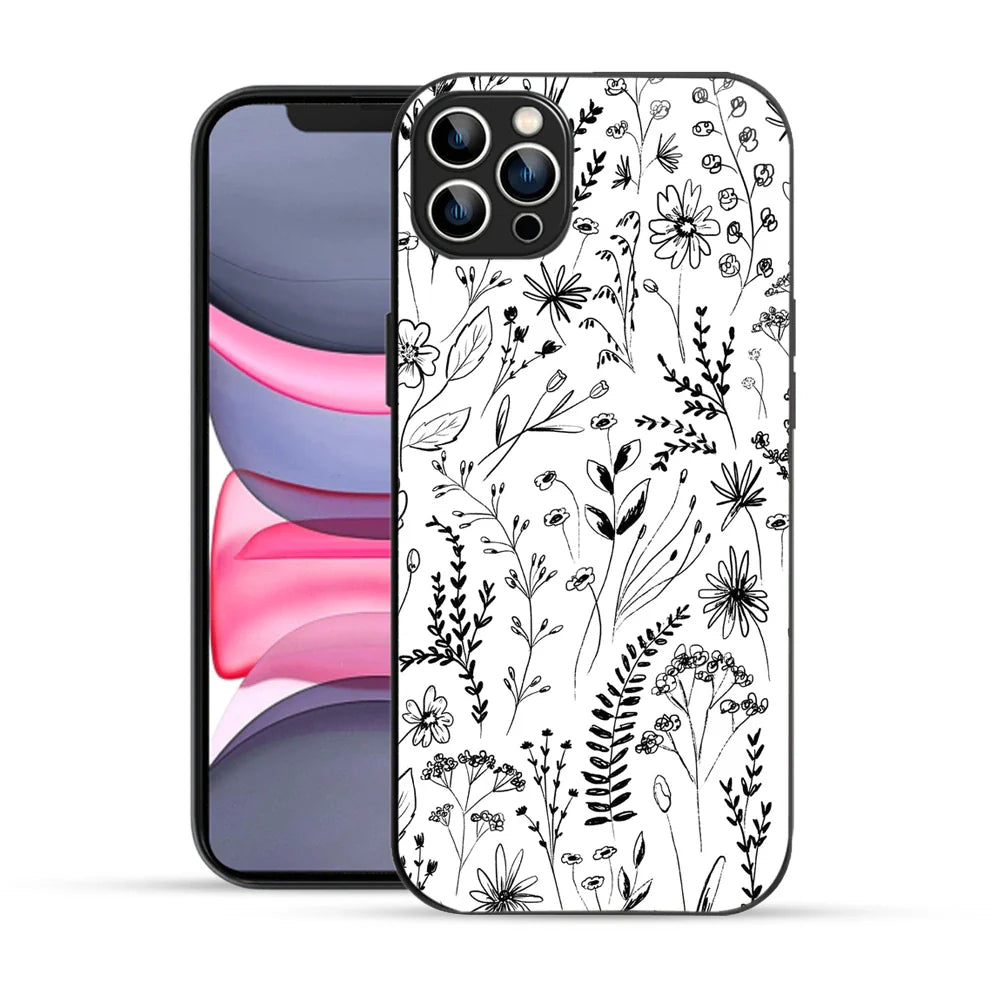 Bornstud Monochrome FloralPrinted Case for iPhone 11 Pro