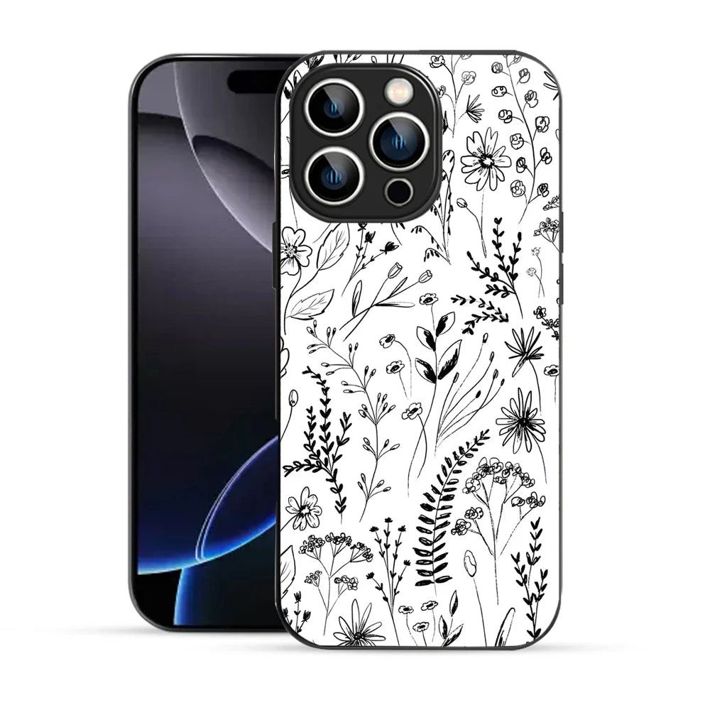Bornstud Monochrome FloralPrinted Case for iPhone 16 Pro