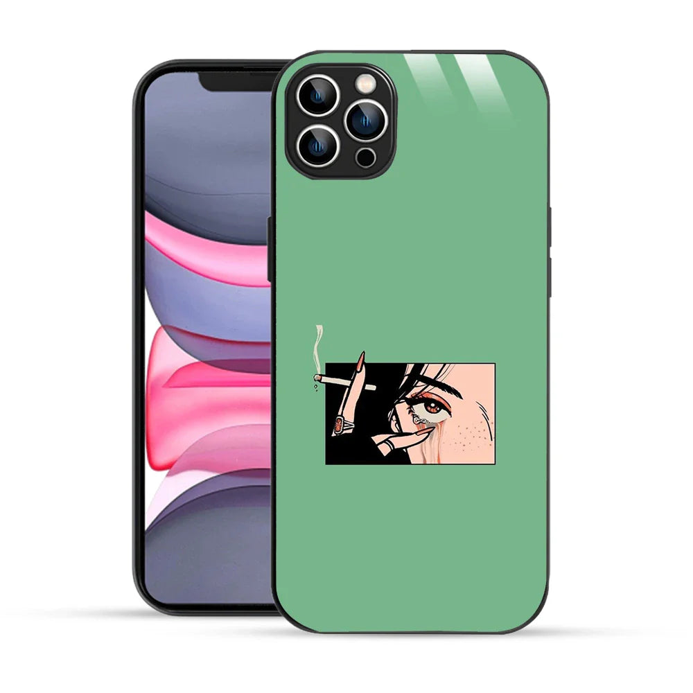 Bornstud Smoking girl Printed Case for iPhone 12 Pro green