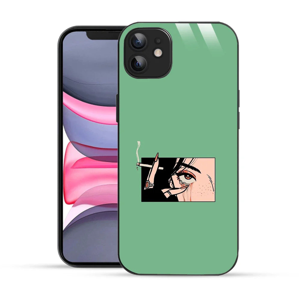 Bornstud Smoking girl Printed Case for iPhone 11 green